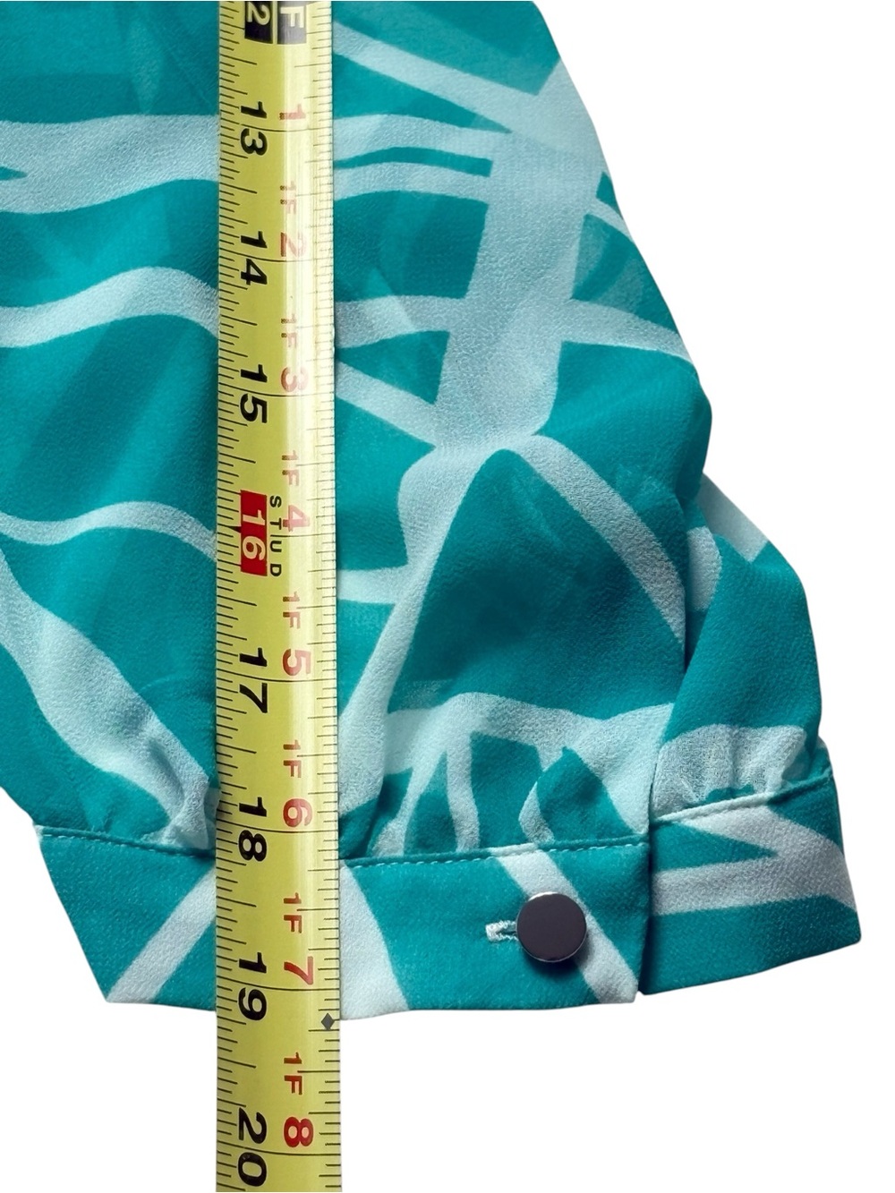 NWT Banana Republic Olympus Turquoise Geometric Sheer Blouse & Cami Size M $80 - Picture 7 of 11
